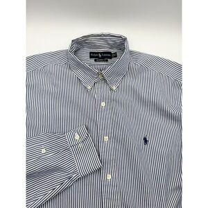 Ralph Lauren Shirt Mens 16.5 34/35 Classic Fit Blue White Striped Button Pony